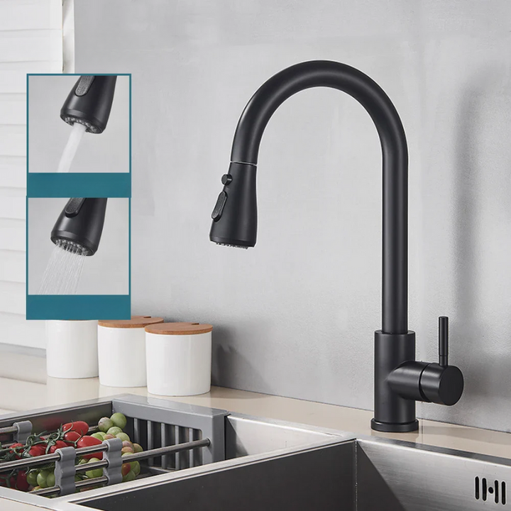 Skanto | Ausziehbarer Wasserhahn mit Einhebelmischer – Flexibler Wasserhahn mit Duschfunktion, hochwertiger Edelstahl, ideal für moderne Küchen, einfache Installation