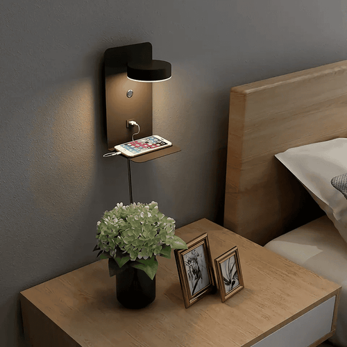 Skanto | Multifunktionale dimmbare LED-Wandleuchte mit USB-Ladegerät für das Schlafzimmer
