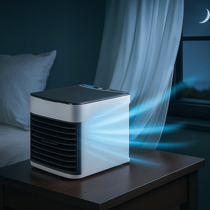 Skanto | KoelBreeze Mini-Luftkühler – Tragbarer USB-Luftkühler mit 3-in-1-Funktion und LED
