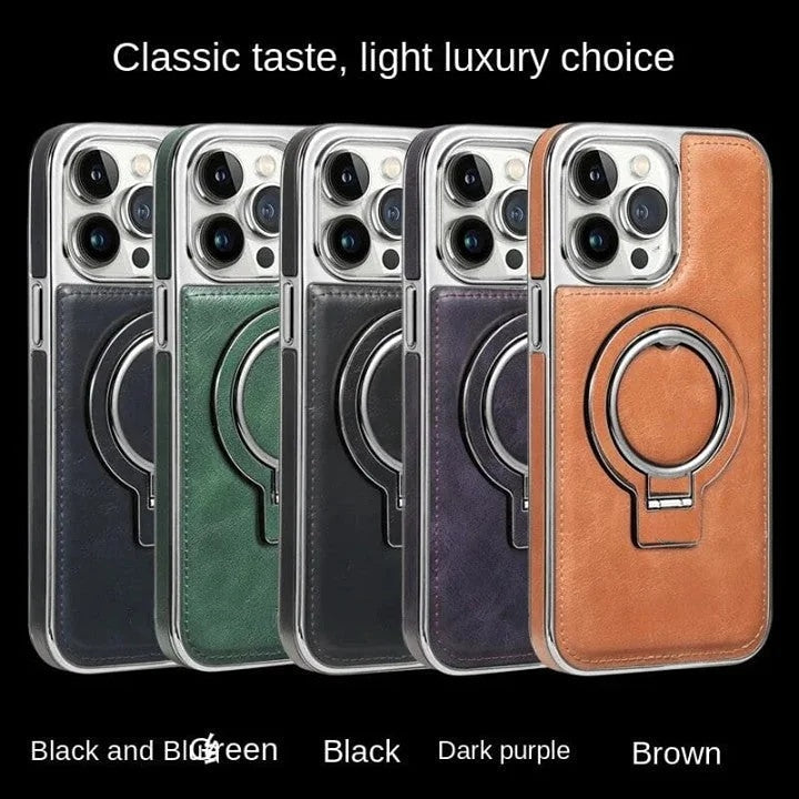 Skanto | Luxuriöse Leder-iPhone-Hülle mit unsichtbarem Ständer