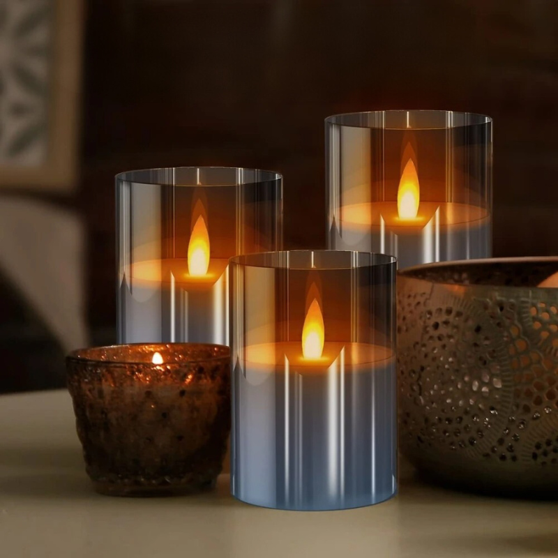 Skanto | LED-Ambient-Kerzenlichter | Realistische Flammenaura, anpassbare Helligkeit & Timer-Einstellungen für Heimdekoration und Veranstaltungen