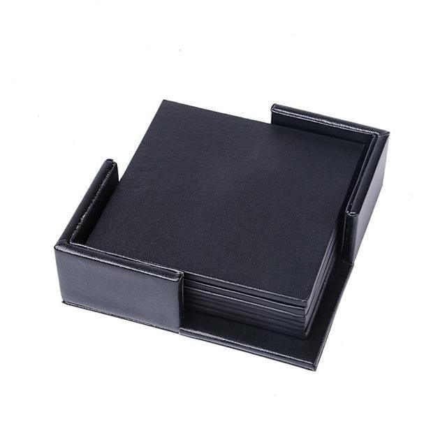 Garduru Untersetzer-Set aus veganem Leder | Marmor-Optik | Eleganter Oberflächenschutz