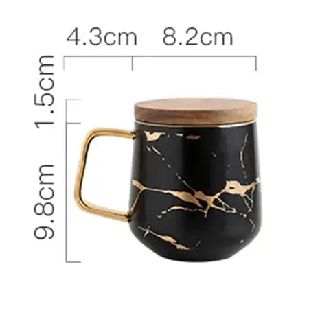 Skanto | Kaffeetasse mit Marmormuster und Goldverzierung