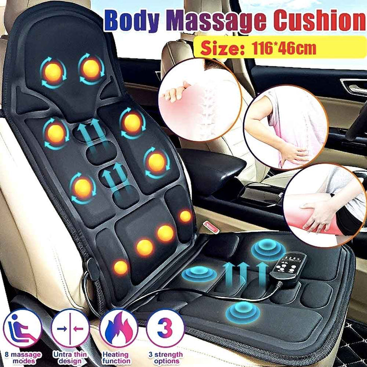 Skanto | 8-Modi Heiz-Massagepad für Rücken, Nacken und Ganzkörperentspannung – Perfekt für Auto und Zuhause
