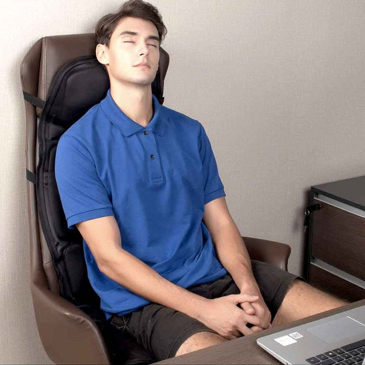 Skanto | 8-Modi Heiz-Massagepad für Rücken, Nacken und Ganzkörperentspannung – Perfekt für Auto und Zuhause