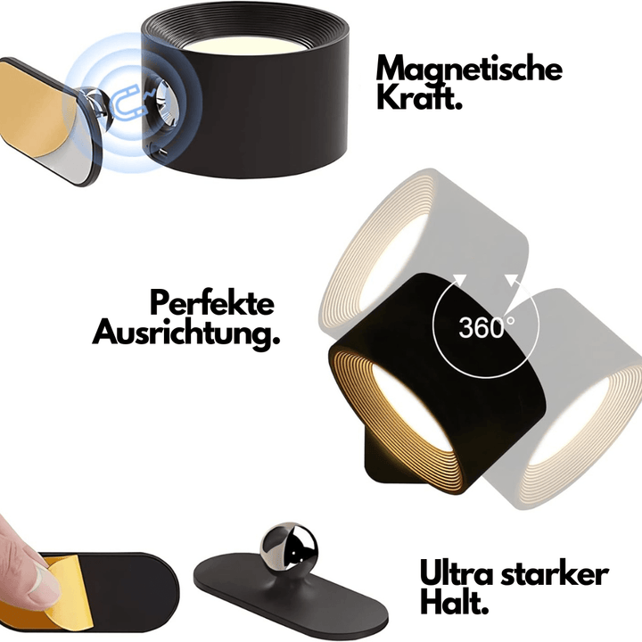 Skanto | 360° Kabellose wiederaufladbare Wandlampe | Vielseitige LED-Beleuchtungslösung