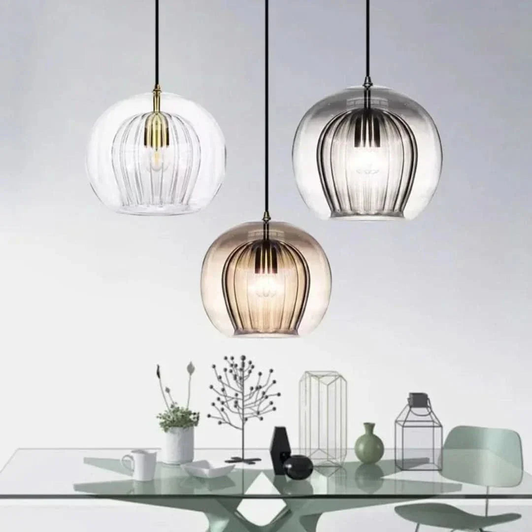 Skanto | TimberGlow – Moderne Glas-Pendelleuchte