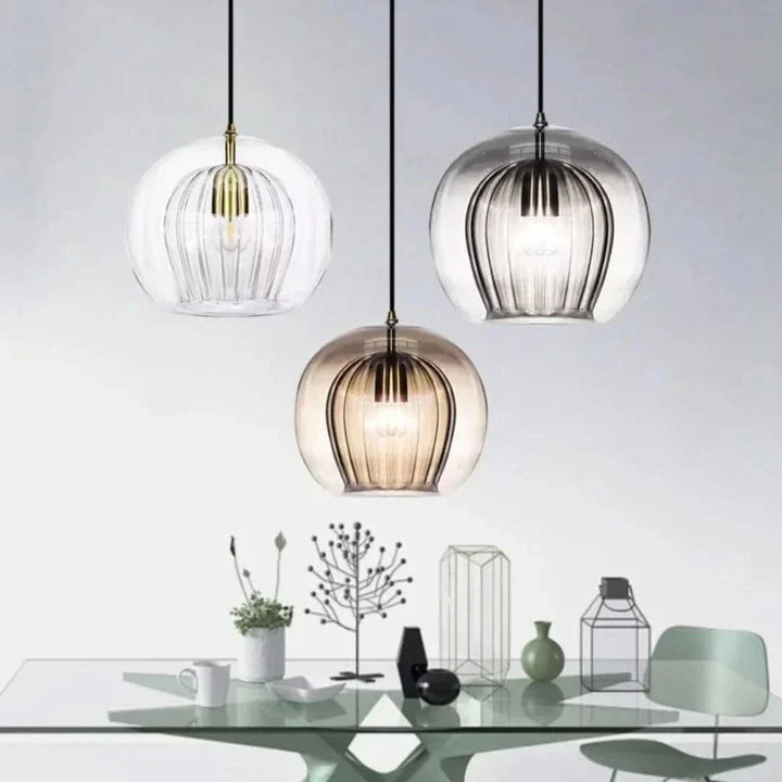 Skanto | TimberGlow – Moderne Glas-Pendelleuchte
