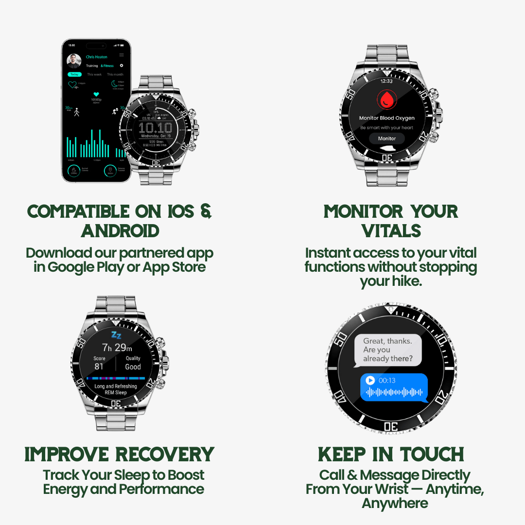 Skanto | Nexos Pro – Taktische Smartwatch mit GPS, Gesundheitsüberwachung und 21 Tagen Akkulaufzeit