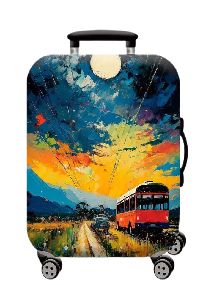 Unisex Hartschalen-Kabinentrolley mit Vintage-Reiseillustration, 360°-Drehrädern und Teleskopgriff Skanto