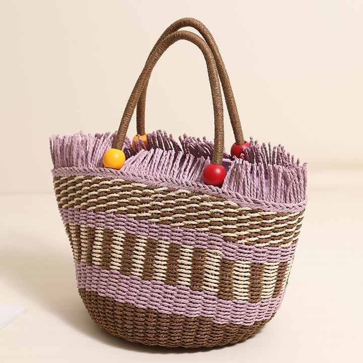Stylische Tragetasche mit bunten Fransen Skanto