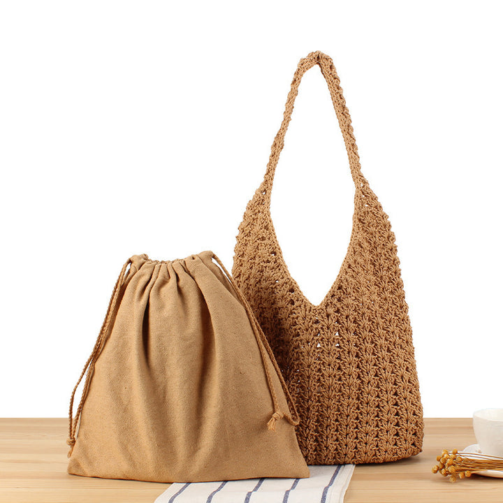Moderne Mesh-Einkaufstasche mit elegantem Kordelzug Skanto