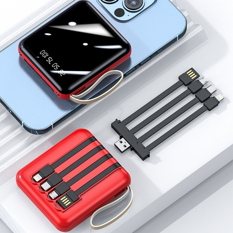 Kompakte Powerbank mit integriertem Multifunktionsanschluss und Digitalanzeige Skanto
