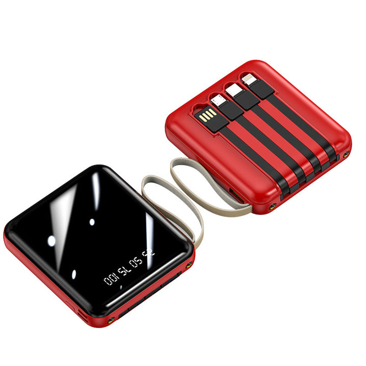 Tragbare Powerbank mit integrierten Kabeln und Digitalanzeige Skanto