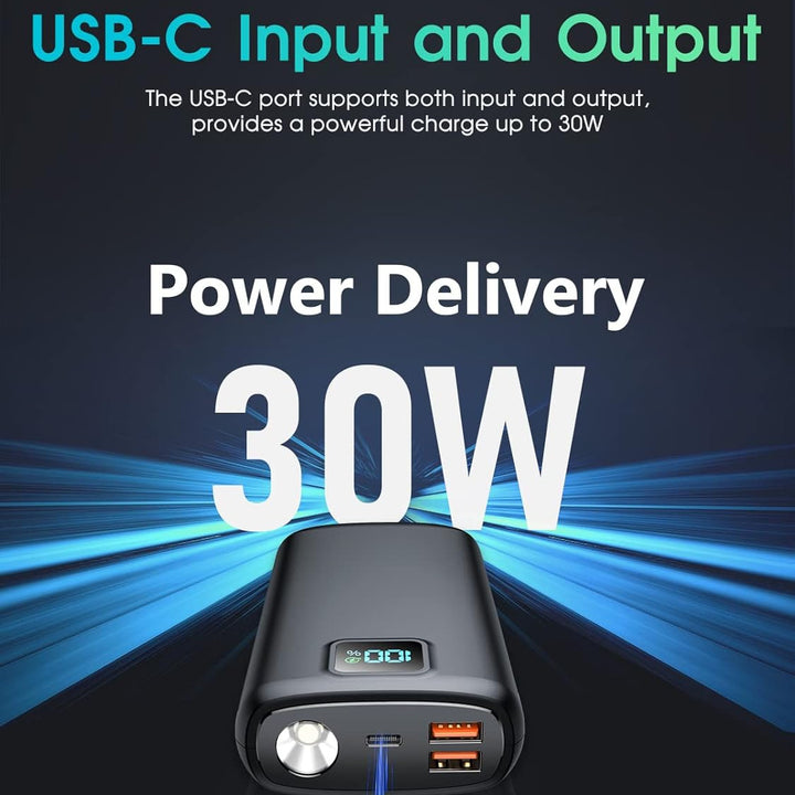 Tragbare Powerbank mit LED-Display und leistungsstarker Schnellladefunktion Skanto