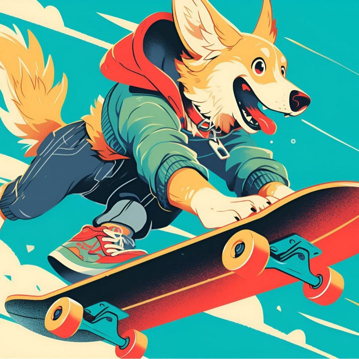 Skateboard Skanto mit Einhorn-Grafik