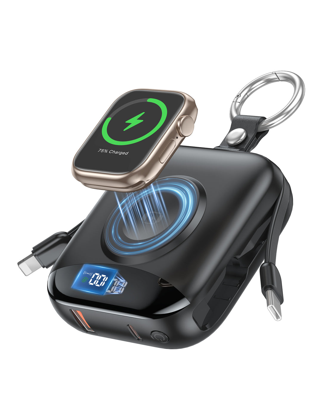Tragbare kabellose Powerbank mit integriertem LED-Display Skanto