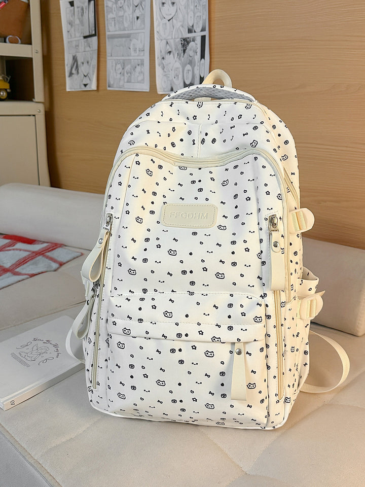 Niedlicher Schulrucksack mit Charakter-Applikationen