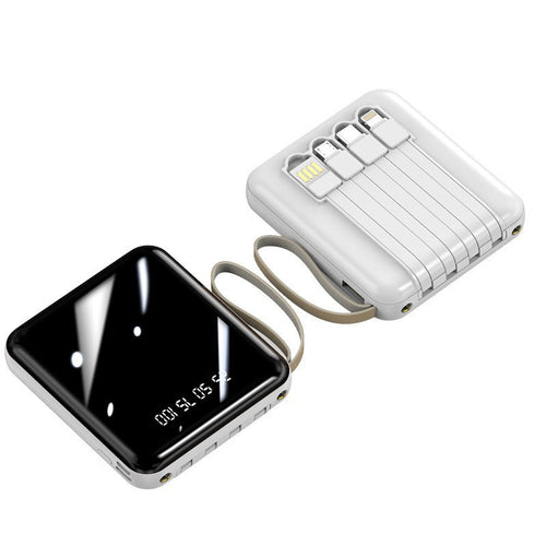 Kompakte Powerbank mit integriertem Multifunktionsanschluss und Digitalanzeige Skanto