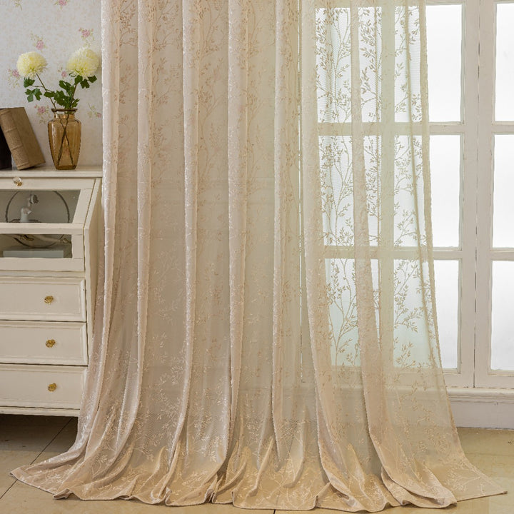 WoFloral Bestickter transparenter Vorhang Skanto