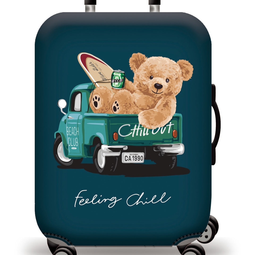 Skanto Unisex Kinder-Trolley-Koffer mit niedlichem Teddybär-Design, Hartschale, Teleskopgriff und vier drehbaren Rollen Skanto