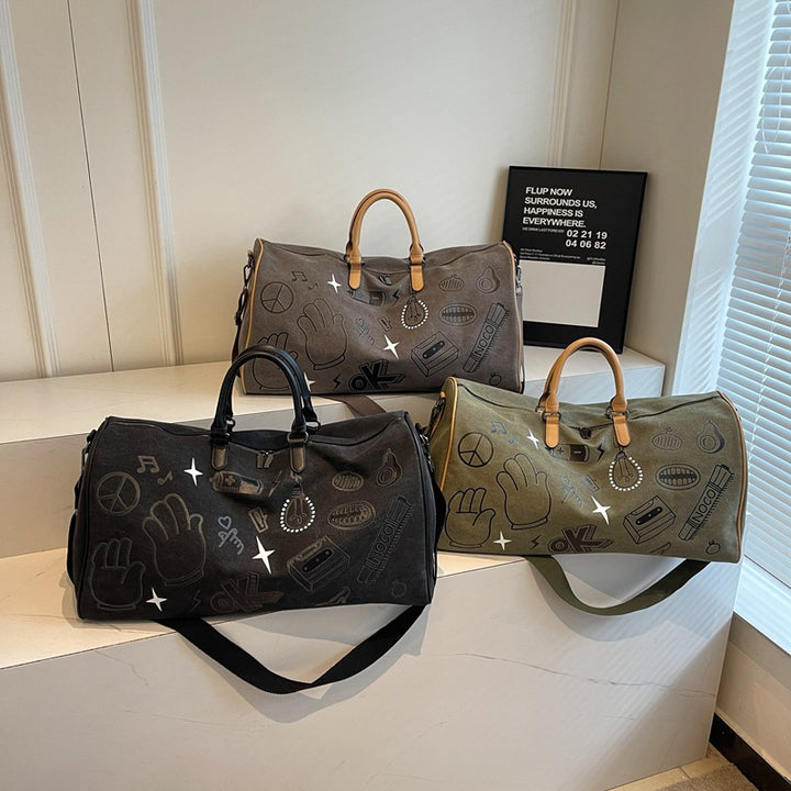 Reisetasche mit einzigartigem Design aus grauem Kunstleder Skanto