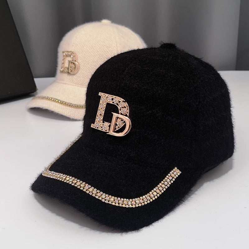 Luxuriöse Baseballkappe aus Wolle mit Verzierungen für Damen Skanto