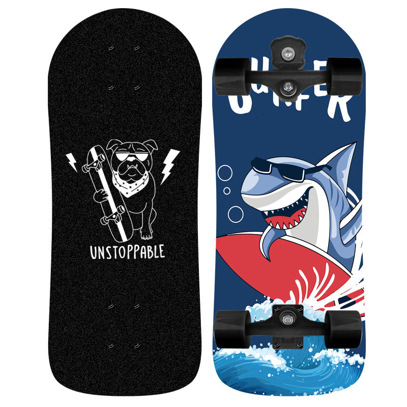 Skateboard Skanto mit Einhorn-Grafik