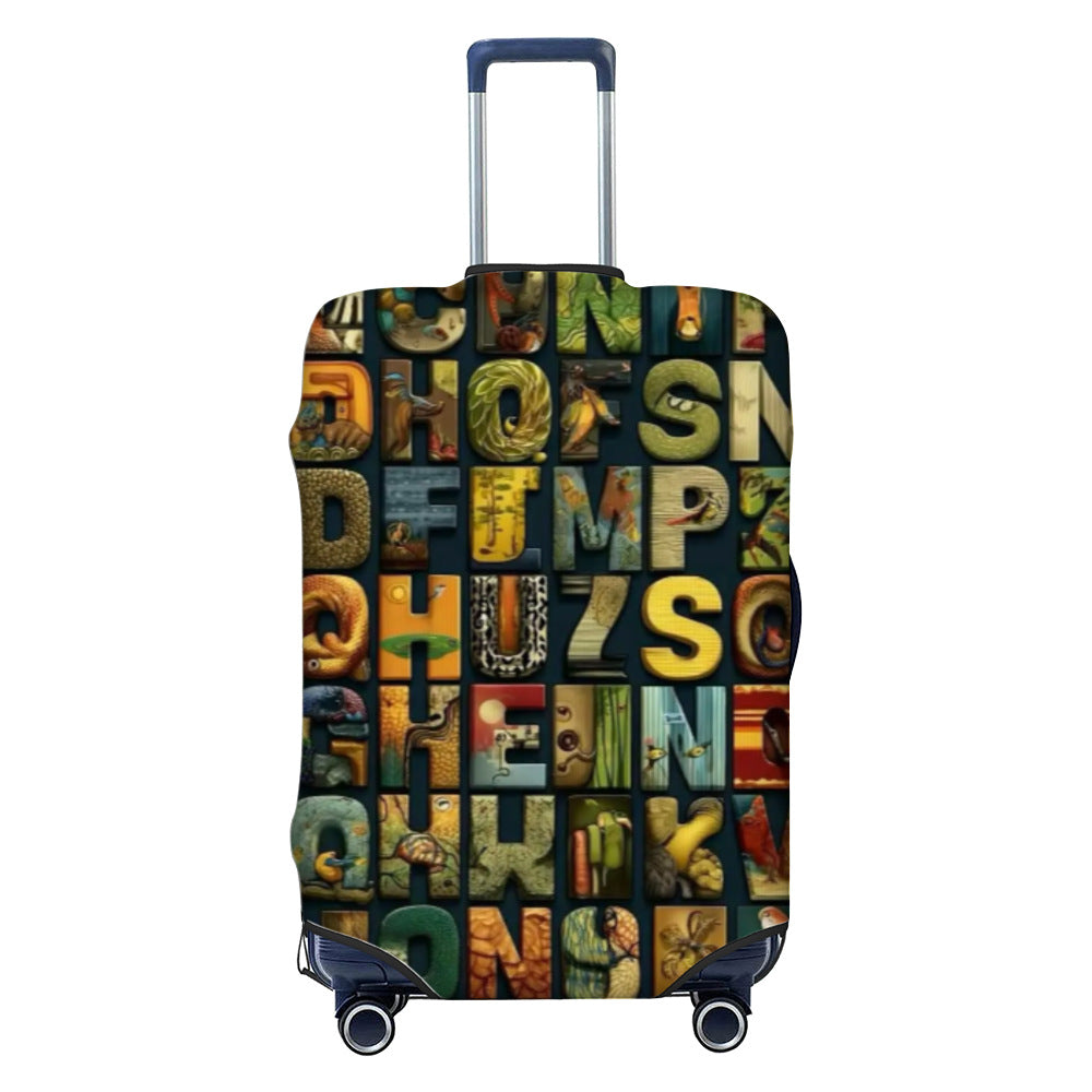 Unisex nicht-elastische Kofferhülle mit geometrischem Muster, Stretch-Polyester-Spandex-Hülle, Reißverschlussöffnung und rutschfester Innenbefestigung für Trolley Skanto