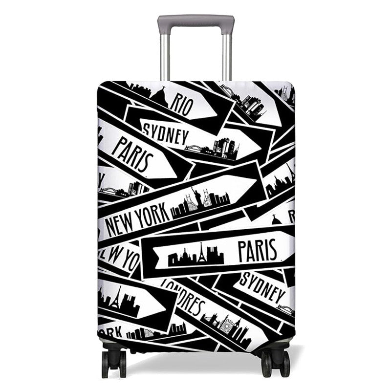 Unisex nicht-elastische Kofferhülle mit Urban-Doodle-Muster, Reißverschluss und Rundumschutz für 4-Rad-Trolleys Skanto