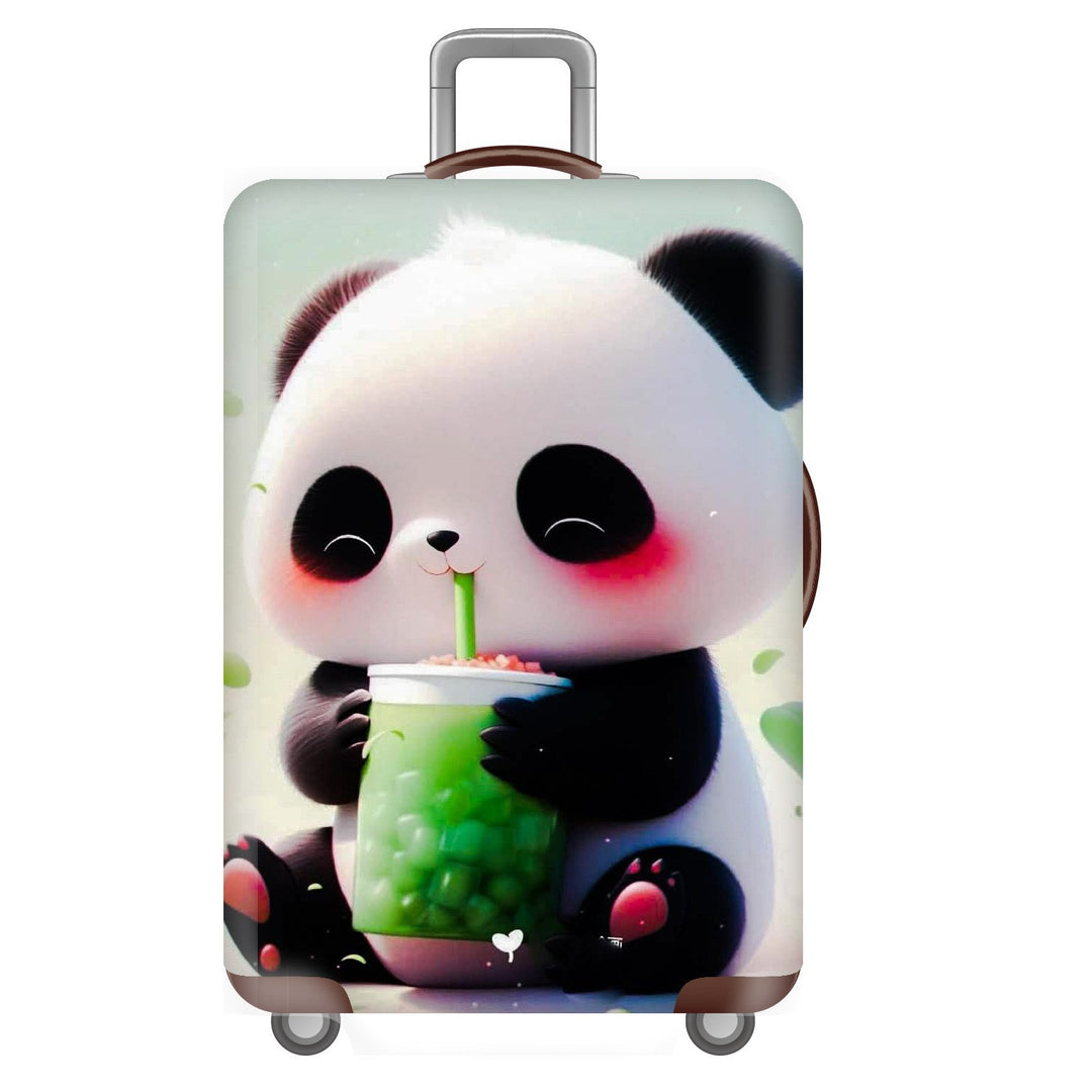 Unisexer nicht-elastischer Kofferbezug für Hartschalen-Trolley mit niedlichem Panda-Motiv, elastische Schutzhülle mit Griff- und Radausschnitten Skanto