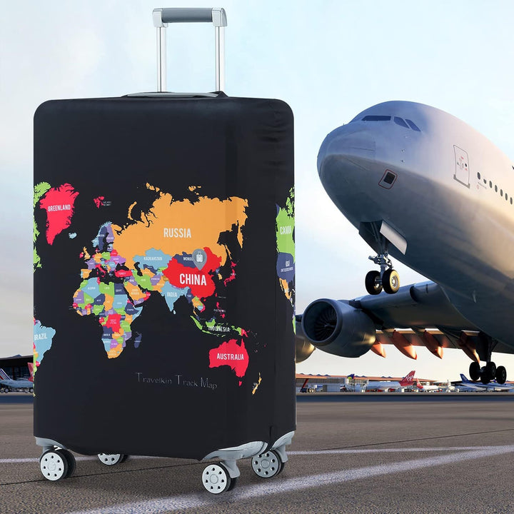 Unisexer nicht-elastischer Kofferbezug mit Weltreisemotiv für Hartschalen-Trolley und Spinner Skanto