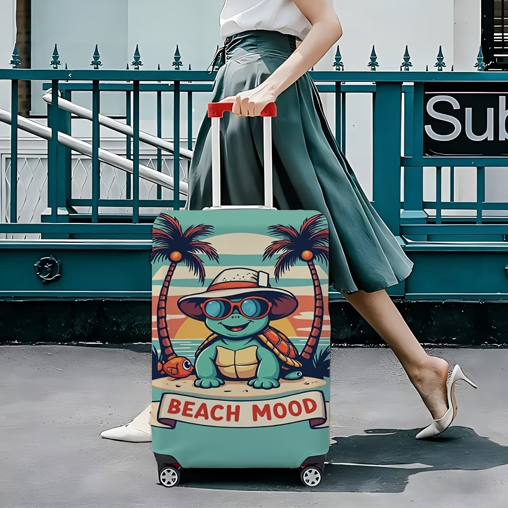 Unisex nicht-elastische Kofferhülle mit Strand-Schildkröten-Motiv, elastischer Reißverschlussschutz für Trolley Skanto