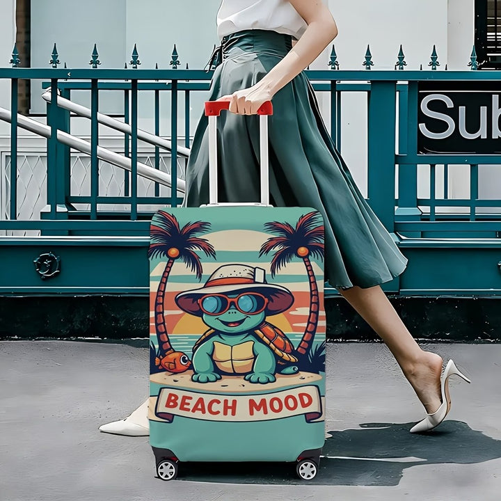 Unisex nicht-elastische Kofferhülle mit Strand-Schildkröten-Motiv, elastischer Reißverschlussschutz für Trolley Skanto