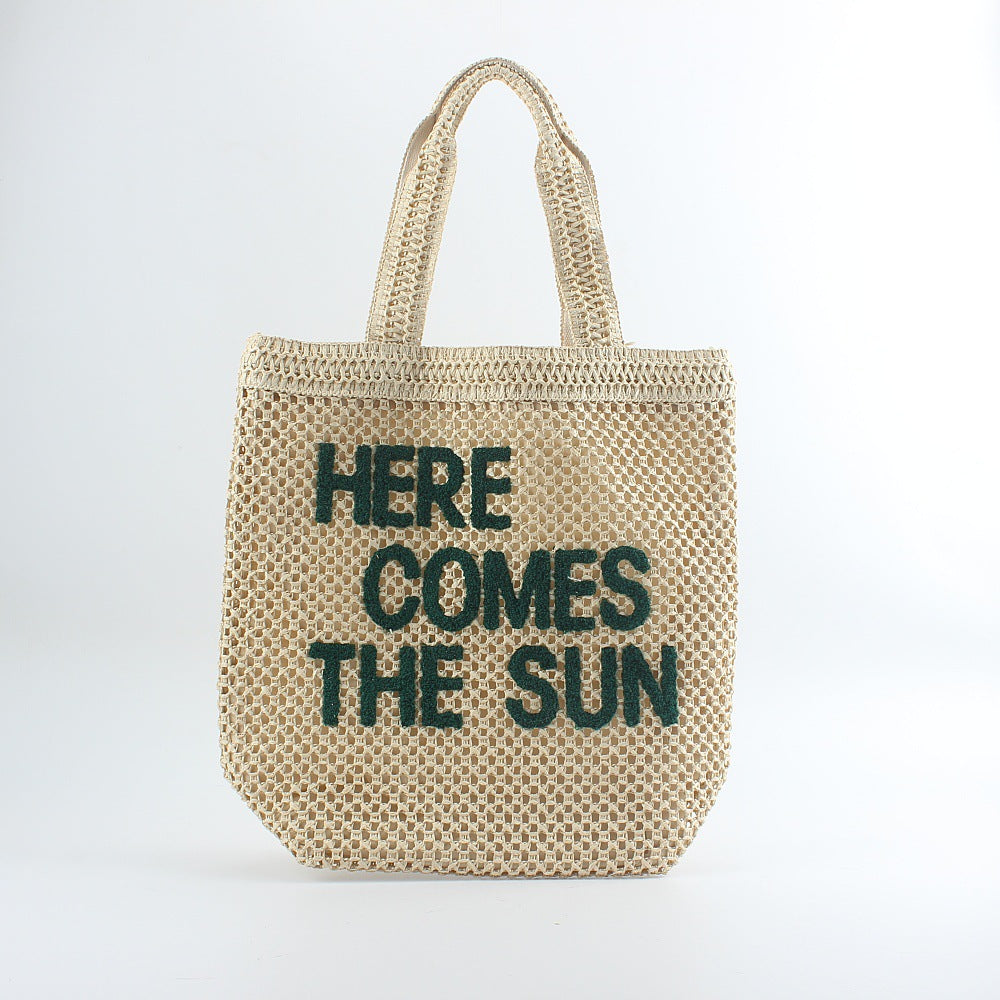 Handgemachte Makramee-Tasche mit Zitat-Detail Skanto