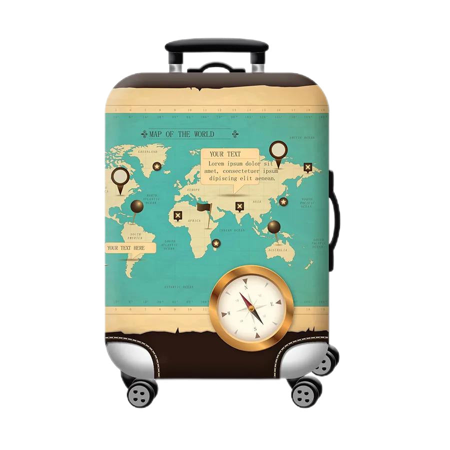 Unisex Hartschalen-Kabinentrolley mit Vintage-Reiseillustration, 360°-Drehrädern und Teleskopgriff Skanto