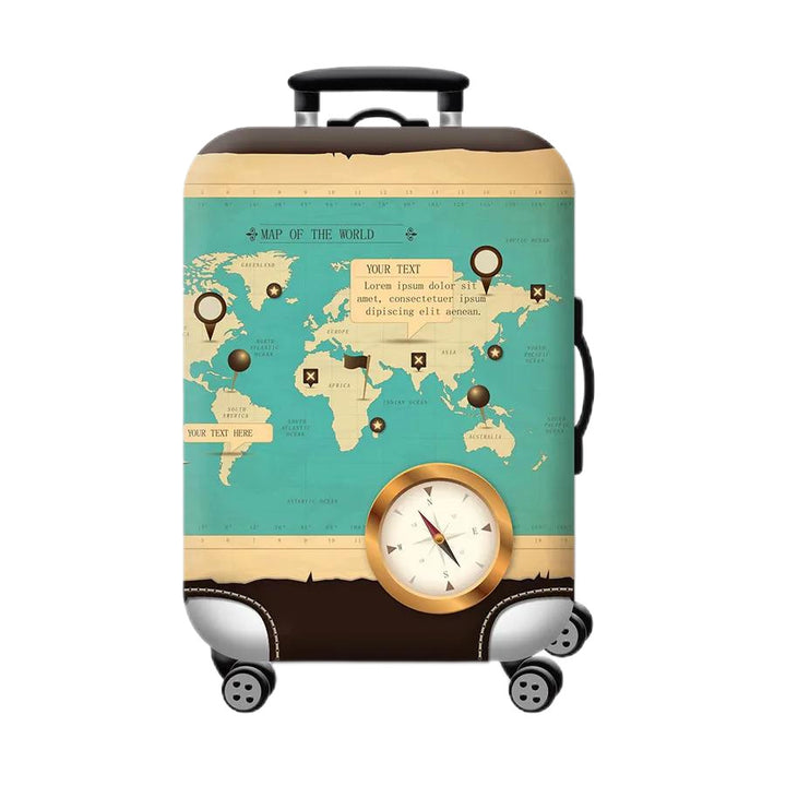 Unisex Hartschalen-Kabinentrolley mit Vintage-Reiseillustration, 360°-Drehrädern und Teleskopgriff Skanto