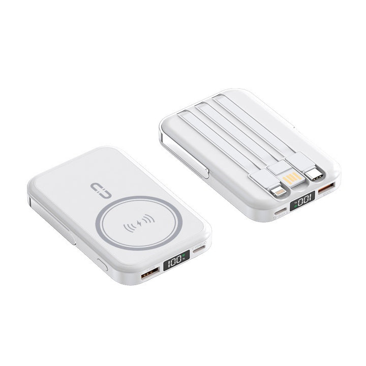 Tragbare Induktions-Powerbank mit integriertem Ständer und mehreren Anschlüssen Skanto