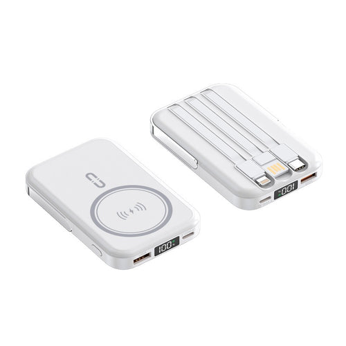 Tragbare Induktions-Powerbank mit integriertem Ständer und mehreren Anschlüssen Skanto