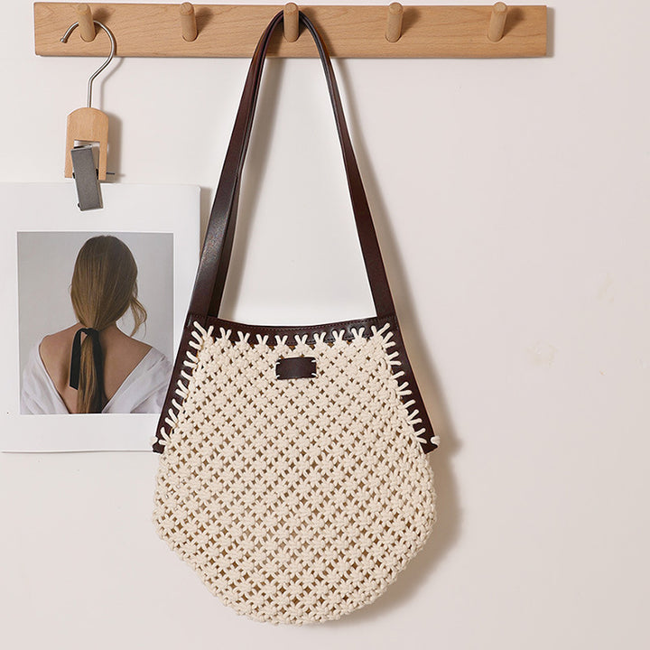 Handgeknüpfte Tote Bag mit robusten Ledergriffen Skanto