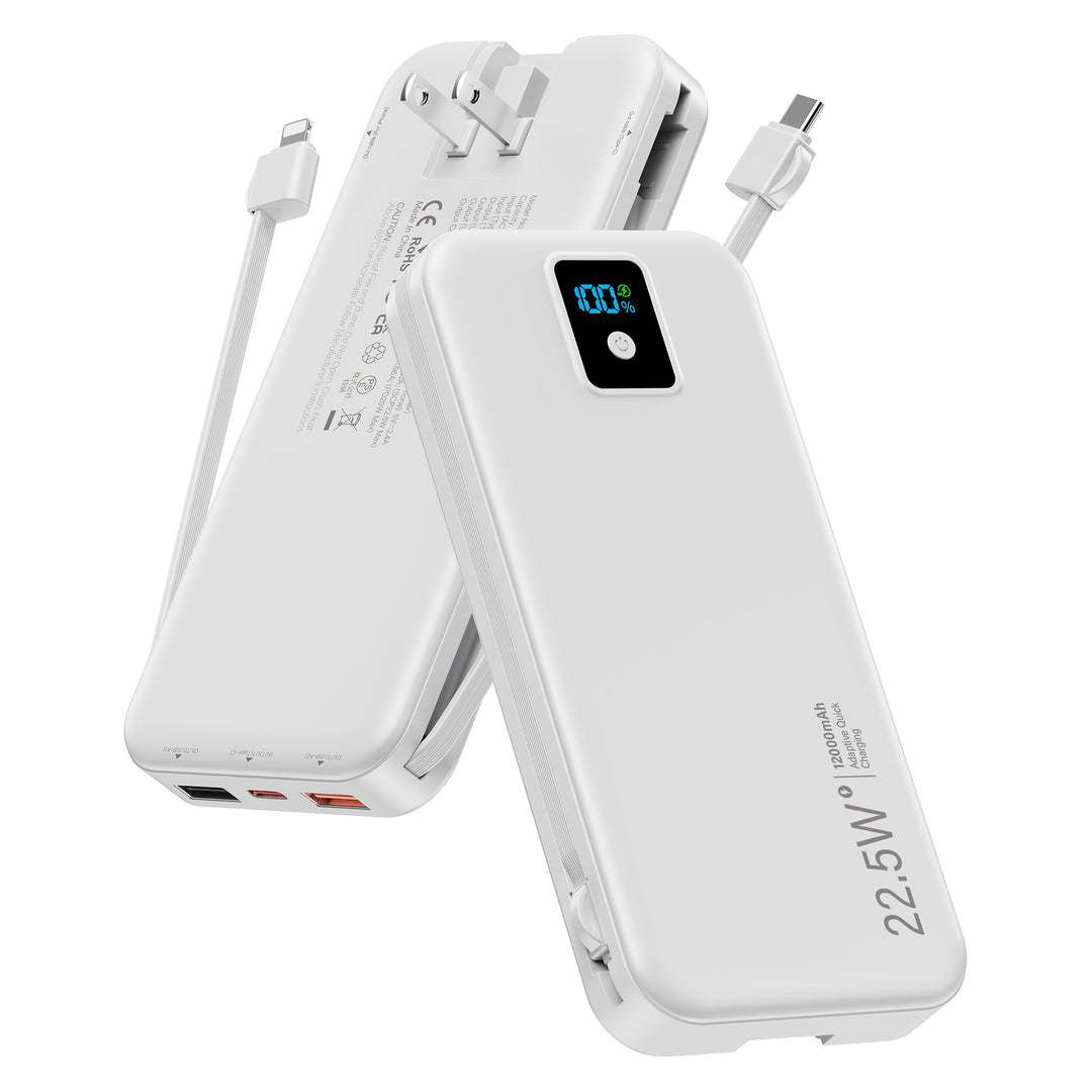 Powerbank mit digitalem LCD-Display und integriertem Ladegerät Skanto