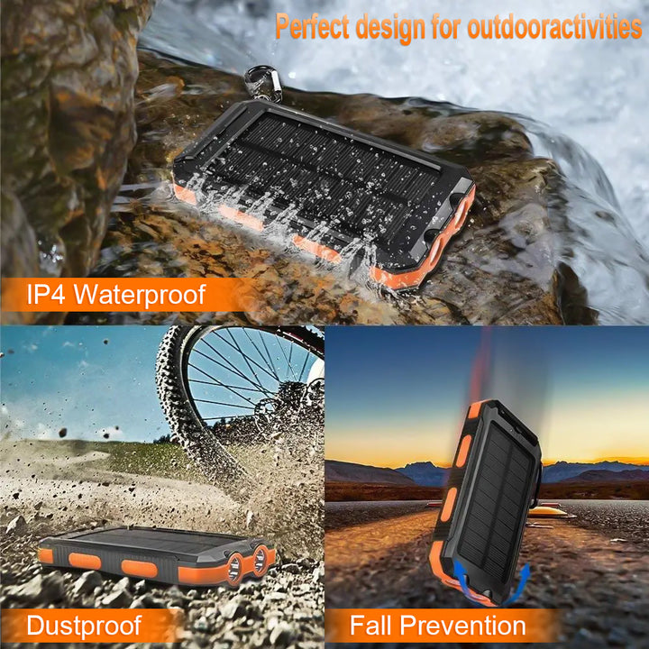 Solar-Powerbank mit integrierter LED-Taschenlampe und robustem Design Skanto
