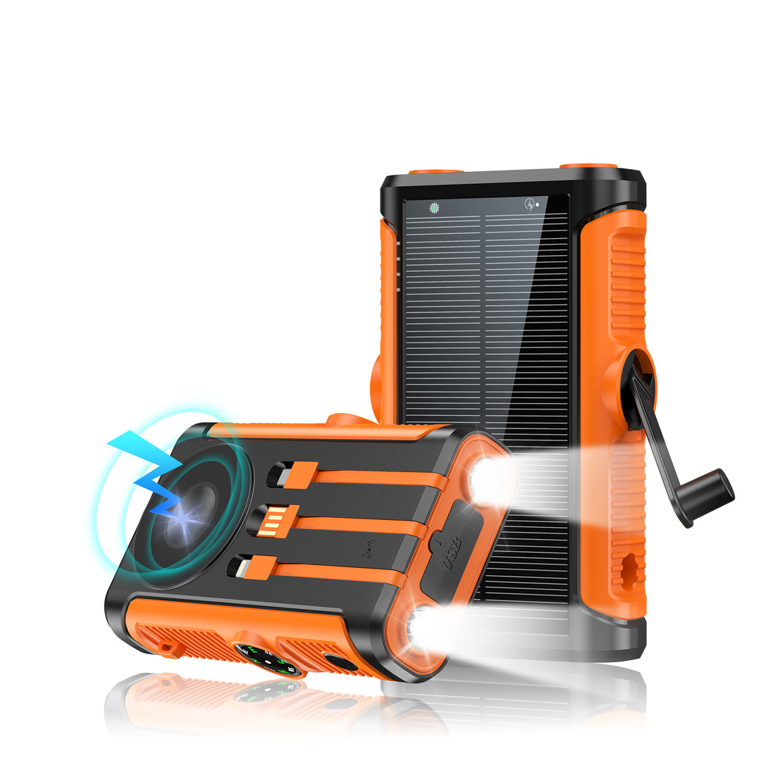 Tragbare Solar-Powerbank mit integriertem Handkurbel-Ladegerät Skanto