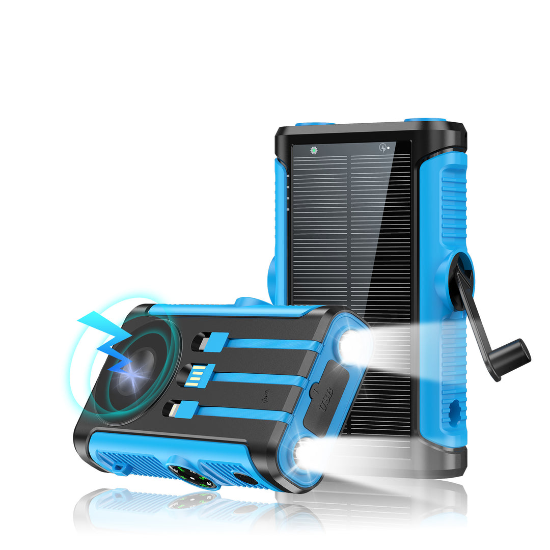 Tragbare Solar-Powerbank mit integriertem Handkurbel-Ladegerät Skanto