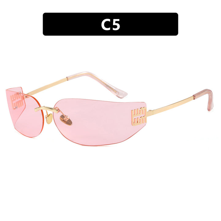 Damen futuristische Designer-Sonnenbrille mit ungewöhnlichem Rahmen und UV-Schutz Skanto