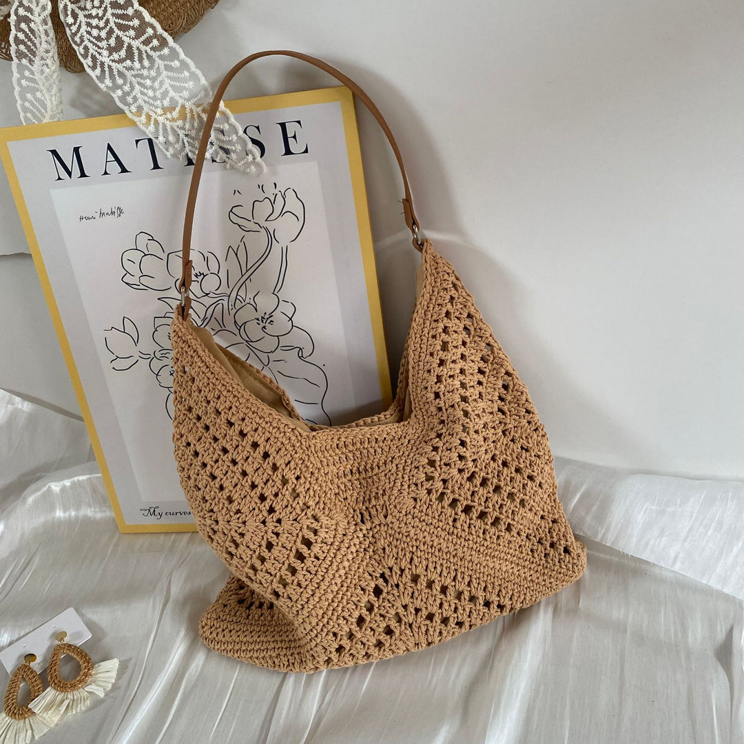 Handgemachte Häkeltasche mit Ledergriff Skanto