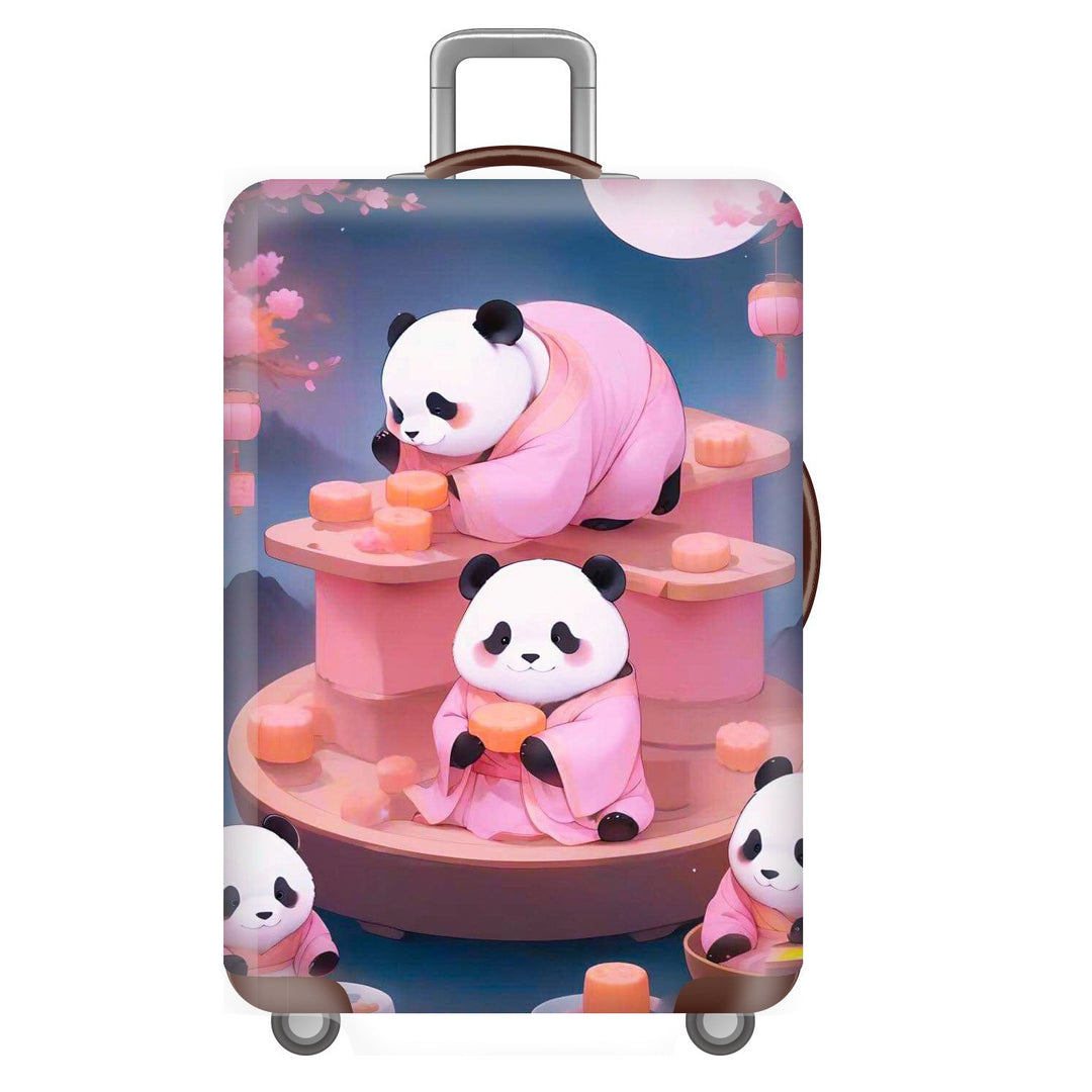 Unisexer nicht-elastischer Kofferbezug für Hartschalen-Trolley mit niedlichem Panda-Motiv, elastische Schutzhülle mit Griff- und Radausschnitten Skanto