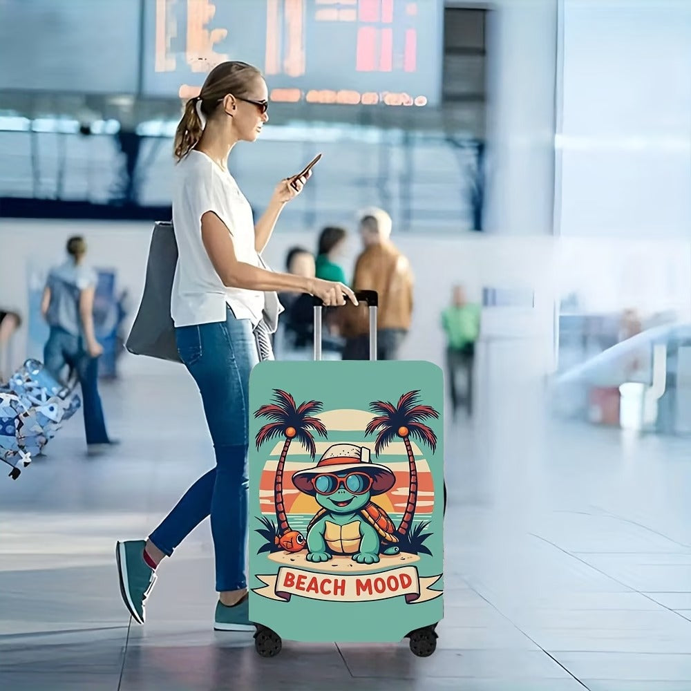 Unisex nicht-elastische Kofferhülle mit Strand-Schildkröten-Motiv, elastischer Reißverschlussschutz für Trolley Skanto