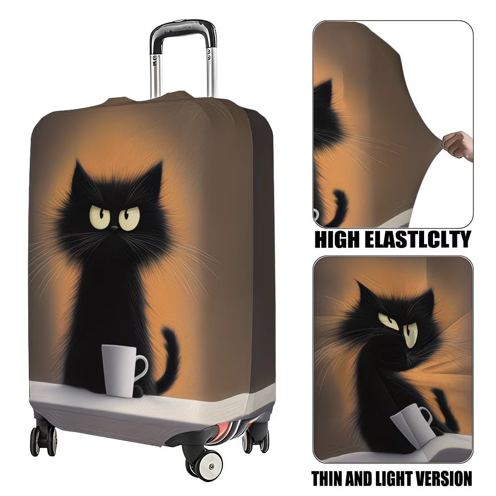 Unisexer nicht-elastischer Kofferbezug mit Cartoon-Katzenmotiv und Tassen-Design, strapazierfähiger Reisekofferschutz Skanto