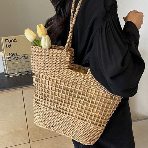 Gestreifte Strohtasche Skanto